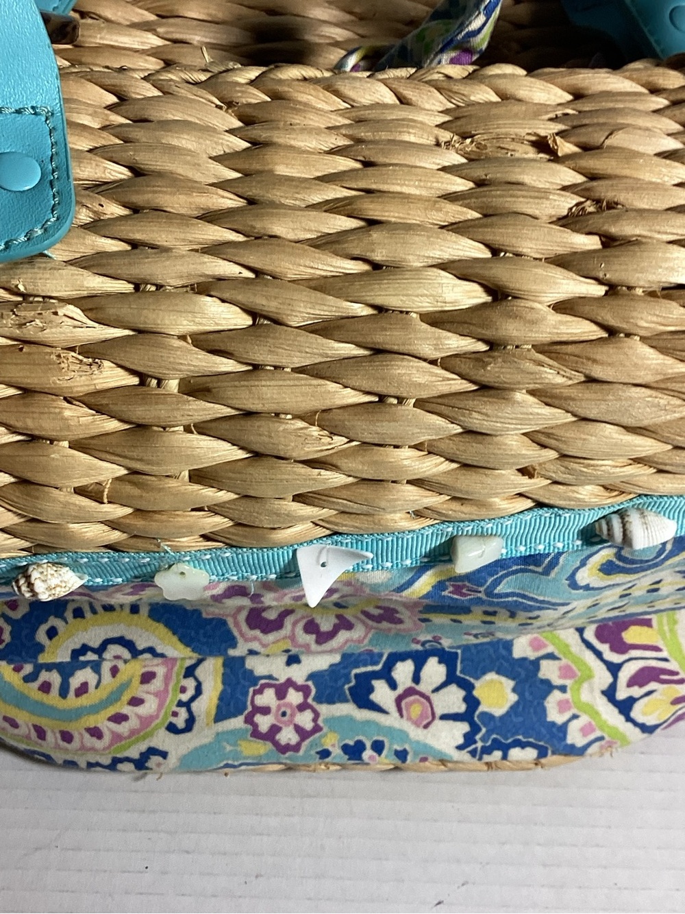 Vera Bradley Turquoise-Strap Woven Tote with Paisley Print - Picture 11 of 16